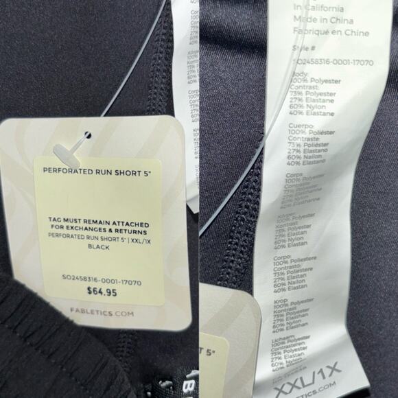 NWT Fabletics Perforated Run Shorts 5" Reflective Women's Size XXL/1X Black - Picture 5 of 16